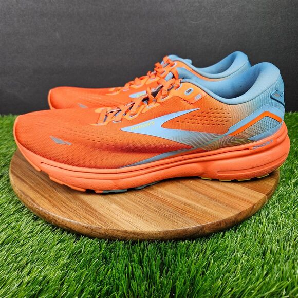 Brooks Men\'s Ghost 15 Running Sneakers Orange Blue Athletic Shoes Size 10.5 D